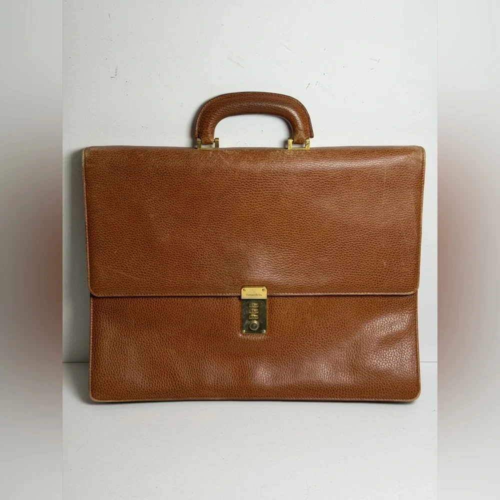 Vintage Tiffany & Co. Brown Leather Briefcase Dial Lock